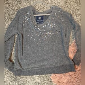 American Eagle Charcoal Sequin Top